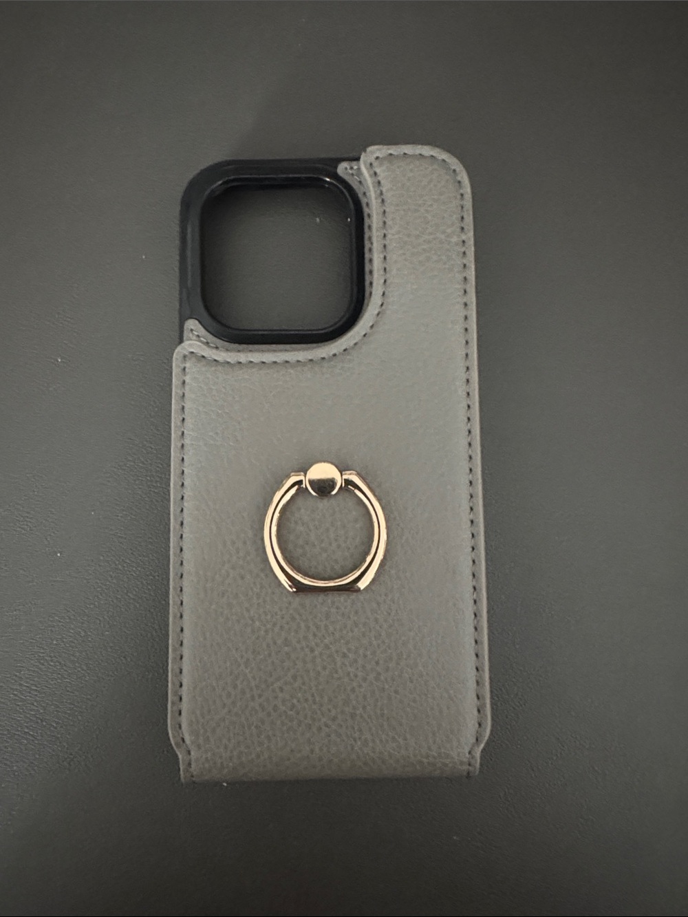 iPhone 15 Leather Wallet Phone Case with Gold Ring Grip NWBox